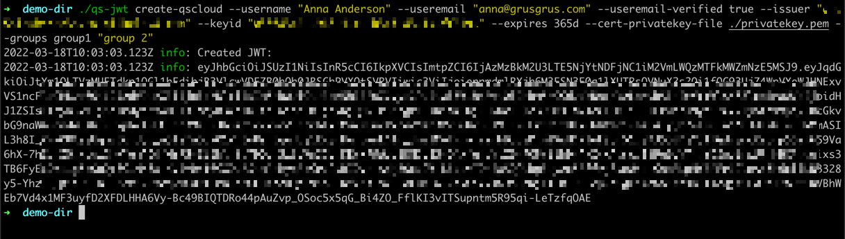 qs-jwt running on macOS, using existing key file