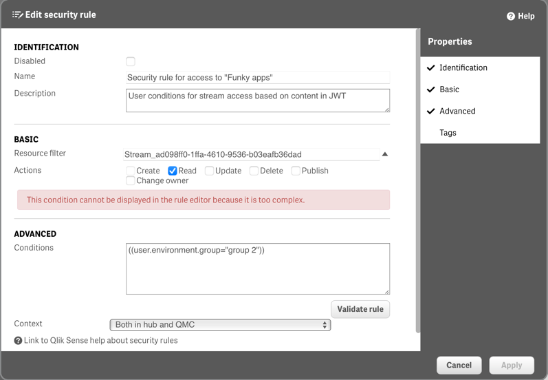 QSEoW security rule using data from a JWT